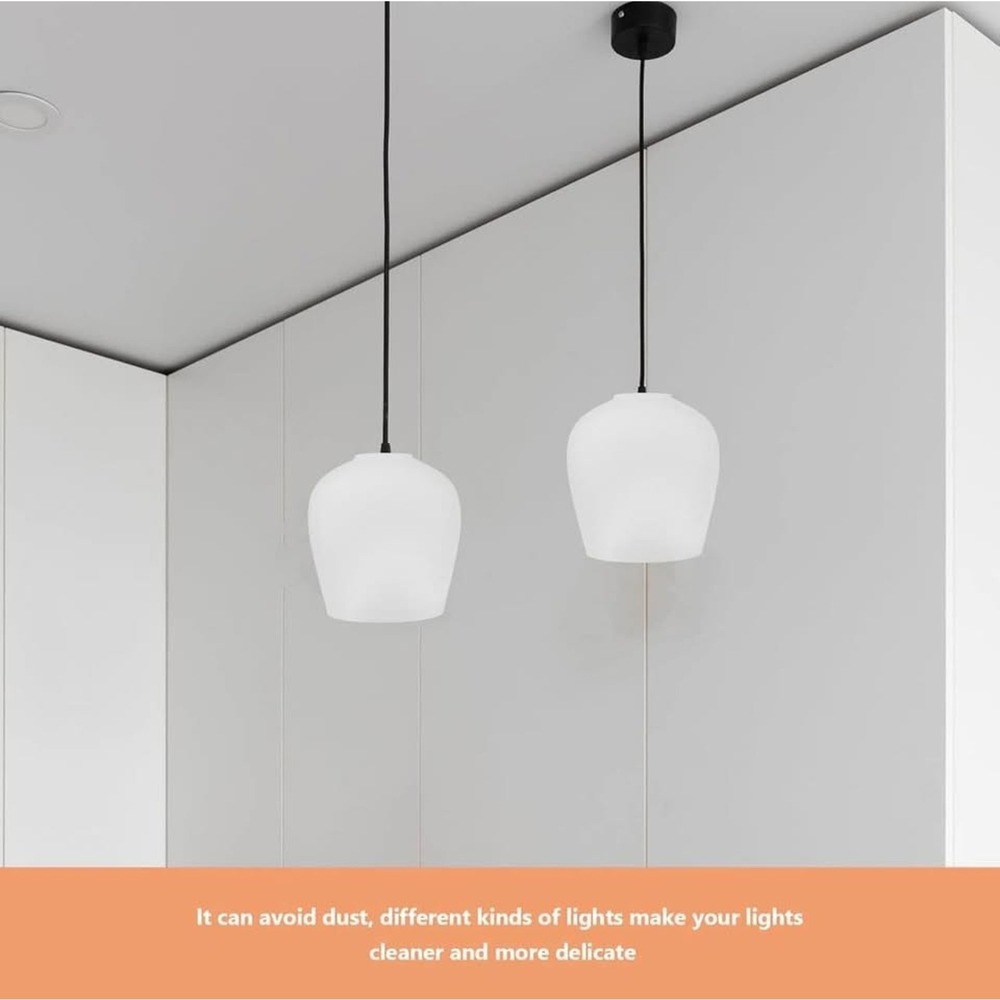 Set of 2 Frosted White Glass Lamp Shades Replacement Globes 5.3in Modern Pendant